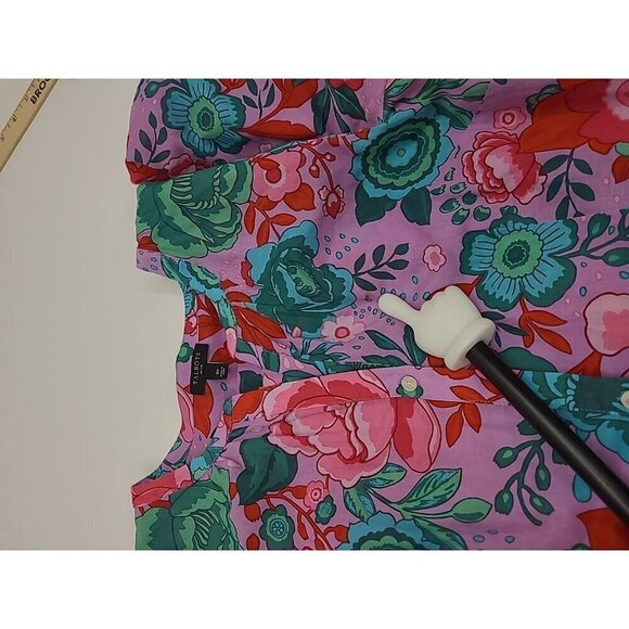 Talbots Dress Women's Size 8 Petite Lightweight Floral Fitted Ruffle Hem - Picture 6 of 8